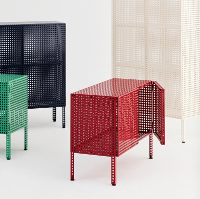 Chest of drawers perforated small blue HAY