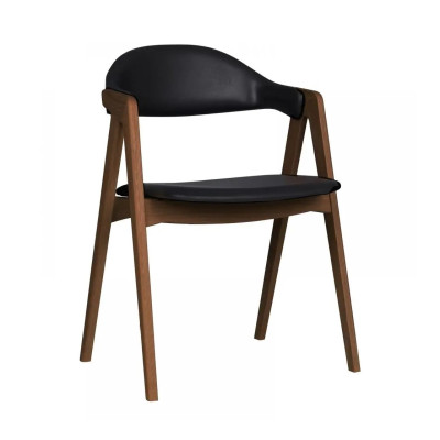 Krzesło Barrow orzech czarna skóra