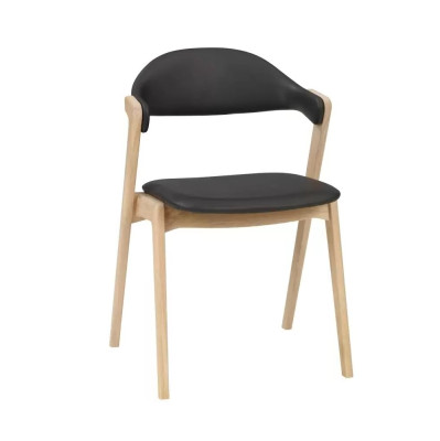 Krzesło Parker jasny dąb czarna skóra