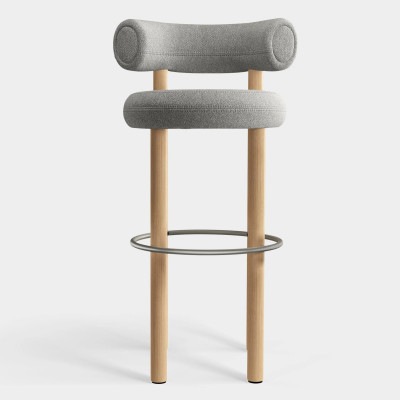 Krzesło barowe Fat Natural Wood - Natural Boucle Tom Dixon