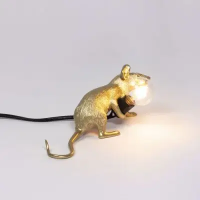 LAMPA MOUSE ZŁOTA LEŻĄCA SELETTI