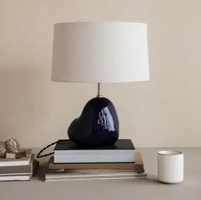 LAMPA STOŁOWA HEBE SHORT NATURAL BLUE BASE FERM LIVING