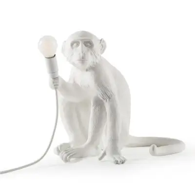 LAMPA STOŁOWA MONKEY BIAŁA - WERSJA SIEDZĄCA OUTDOOR SELETTI