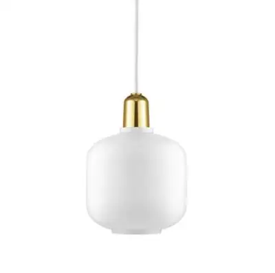 Lampa Wisząca Amp Okrągła Biała Mosiądz Normann Copenhagen