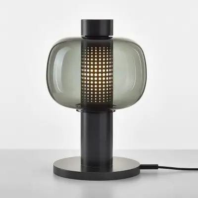 Lampa Stołowa Bonbori 42 Cm Przydymiona Szara Brokis