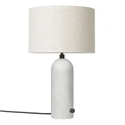 Lampa Stołowa Gravity 49 Cm Biały Marmur Klosz Canvas Gubi