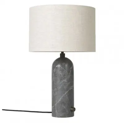 Lampa stołowa Gravity 49 cm szary marmur klosz Canvas Gubi