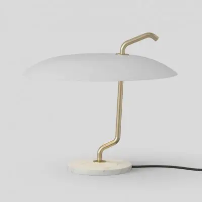 Lampa stołowa Model 537 mosiężny wspornik - biały klosz Astep