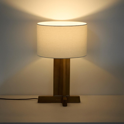 Lampa stołowa Niani drewno kauczukowe naturalne Kave home