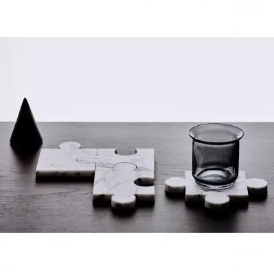Podkładki Stonecut Puzzle Coasters białe Tre Product