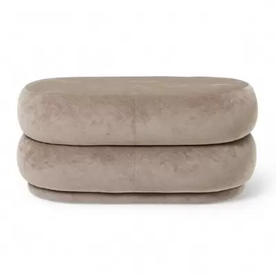 Pufa Oval Faded Velvet Beige Ferm Living