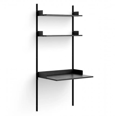 Regał ścienny z biurkiem Study czarny jesion-czarne New Works