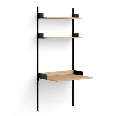 Regał Ścienny Z Biurkiem Study Dębowo-Czarne New Works