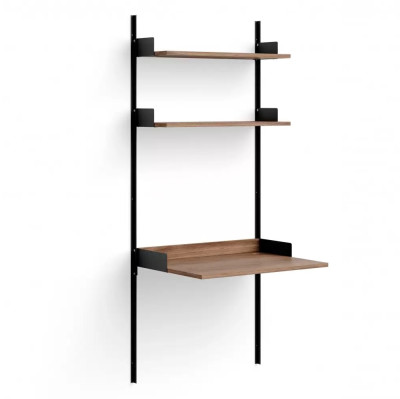 Regał ścienny z biurkiem Study orzech-czarne New Works