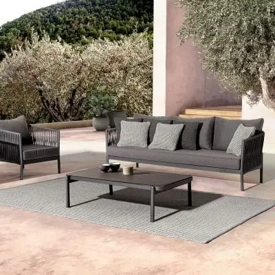 Sofa ogrodowa Limone 3 os. antracytowa