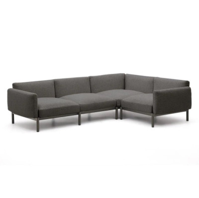 Sofa ogrodowa narożna Sorells ciemnoszara kave home