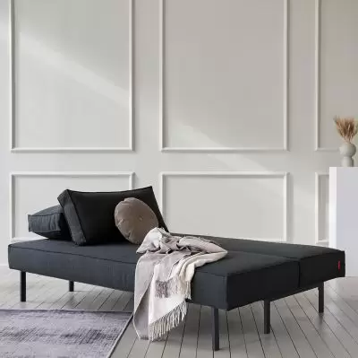 Sofa rozkładana Sly czarne nogi Boucle Black Innovation
