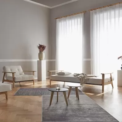 Sofa rozkładana Splitback Frej Dąb naturalny Boucle Off-White Innovation