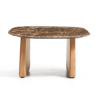 Stolik okazjonalny Pirita blat marmur - podstawa naturalny dąb kave home