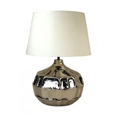 LAMPA STOOWA SREBRNA Z BIAYM KLOSZEM DOME DECO