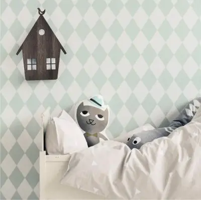 TAPETA DZIECIĘCA Harlequin miętowa FERM LIVING