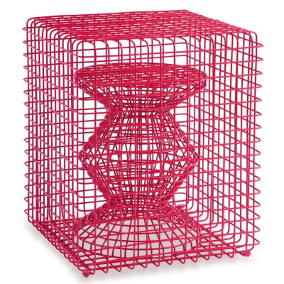Taboret Zig Zag Wire różowy Pols Potten