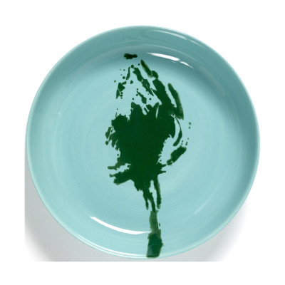Talerz głęboki Feast jasnoniebieski z zielonym zdobieniem Serax