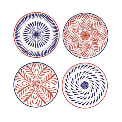 Bazar červeno-modrý jídelní talíř 4 ks. Serax{101}