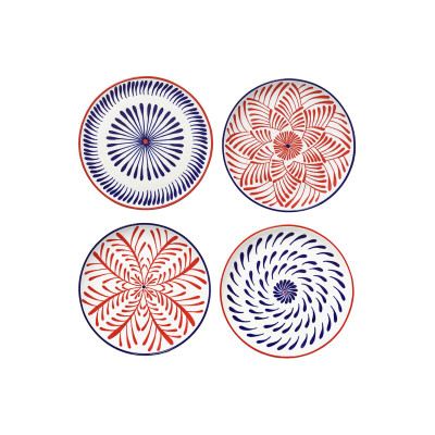 Bazarový snídaňový talíř červený a modrý 4 ks. Serax{101}