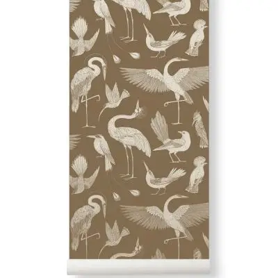 Tapeta Katie Scott birds brązowa ferm living