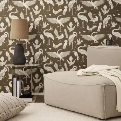 Tapeta Katie Scott birds brązowa ferm living