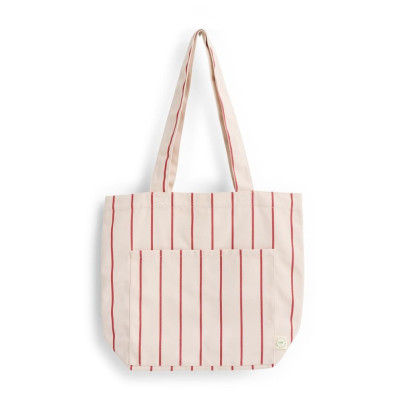 Torba na zakupy Outdoor Market beżowa w czerwone pasy HAY