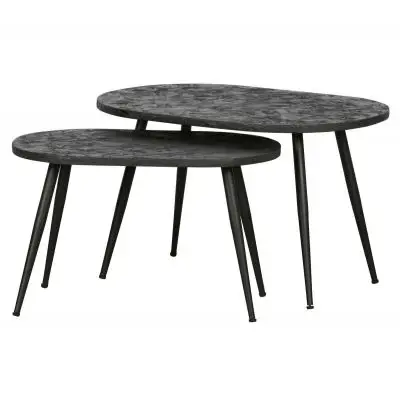ZESTAW 2 STOLIKW OVAL ANTYCZNE ZLOTO BE PURE