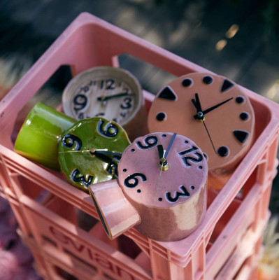 Zegar ceramiczny Retro różowy HKliving