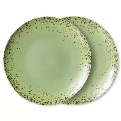Zestaw 2 ceramicznych talerzy 70s kiwi HKliving