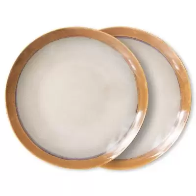Zestaw 2 ceramicznych talerzy obiadowych 70s Earth HKliving