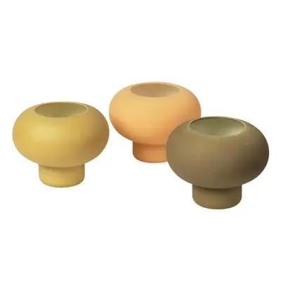 Zestaw 3 świeczników na tealight Agate 4 szt. oliwka Broste Copenhagen