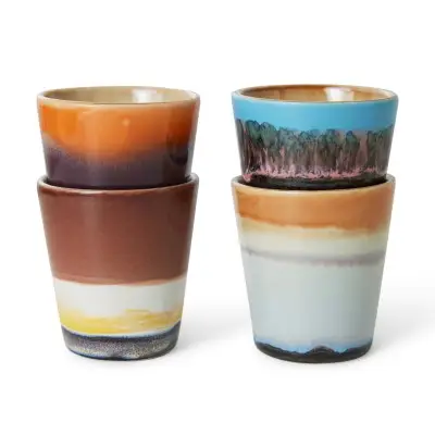 Zestaw 4 Ceramicznych Kubków Do Ristretto 70s Solar HKliving