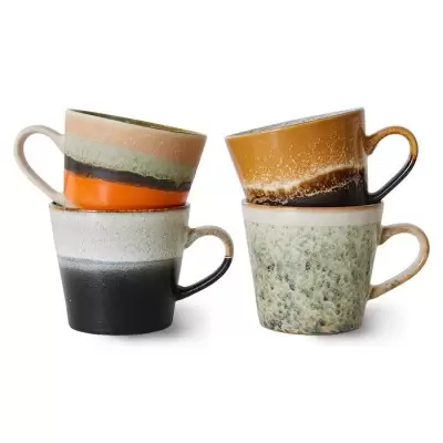 Zestaw 4 ceramicznych kubkw do cappuccino 70s verve HKliving