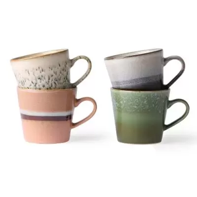 Zestaw 4 ceramicznych kubków do cappuccino 70s virgo HKliving