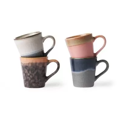 Zestaw 4 ceramicznych kubków do espresso 70s polaris HKliving