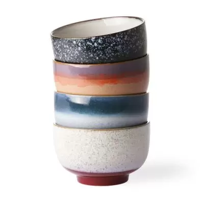 Zestaw 4 ceramicznych misek 70s frost HKliving