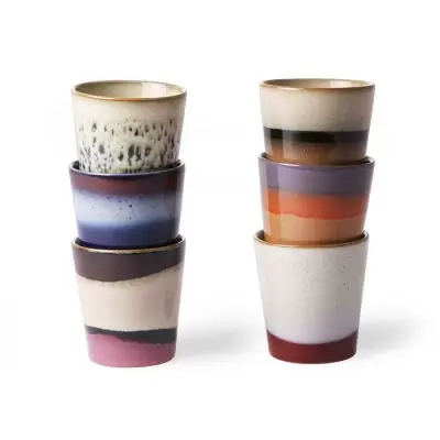 Zestaw 6 ceramicznych kubeczków do kawy 70s Orion HKliving