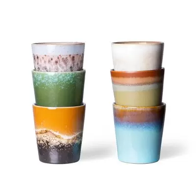 Zestaw 6 ceramicznych kubeczków do kawy 70s Phoenix HKliving
