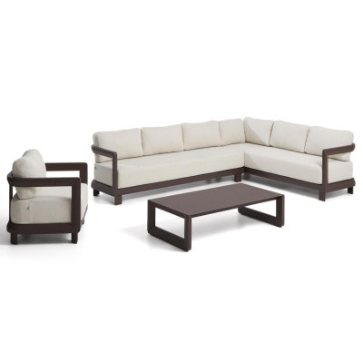 Zestaw ogrodowy Nerano 5-osobowy brązowy kave home