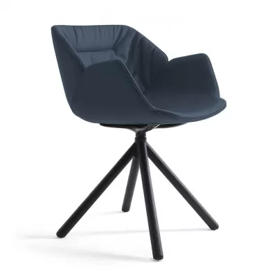 KRZESŁO AVELL SWIVEL HIGH ARM WOOD NAVY BLUE