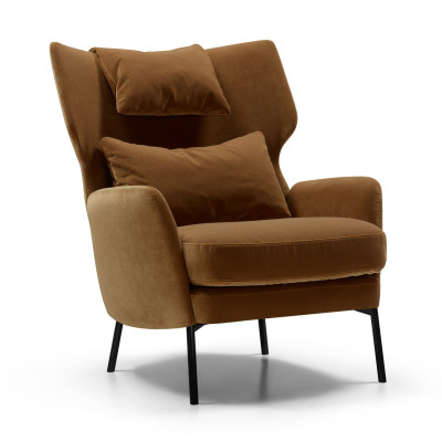 Fotel Alex z zagłówkiem Classic Velvet Teddy Brown Sits