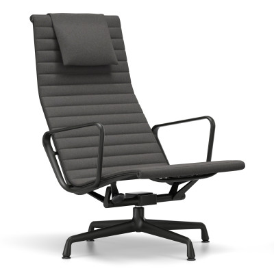 Fotel Aluminium EA 124 tkanina Cosy 2 Merino Black - podstawa czarna Vitra