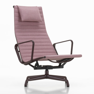 Fotel Aluminium EA 124 tkanina Cosy 2 Paler Rose - podstawa bordowa Vitra