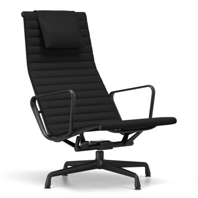 Fotel Aluminium EA 124 tkanina Hopsak Nero - podstawa czarna Vitra